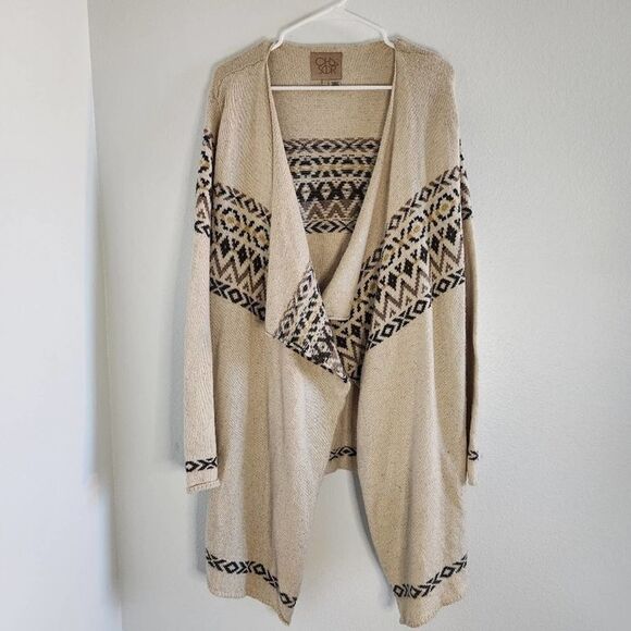 CHASER Western Waterfall Draping Open Cardigan Cotton Blend - Picture 6 of 6